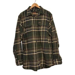 Orvis Men’s Green Plaid Flannel Shirt – Size Large Tall, Outdoorsy Style